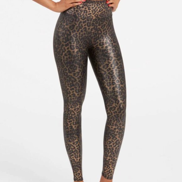 SPANX Pants - ✨ SPANX Leopard Shine Faux Leather Leggings – Size S – Worn Twice ✨
